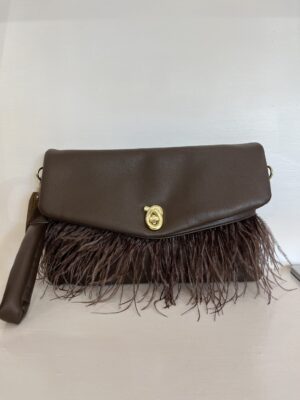 borsa pochette con piume nina