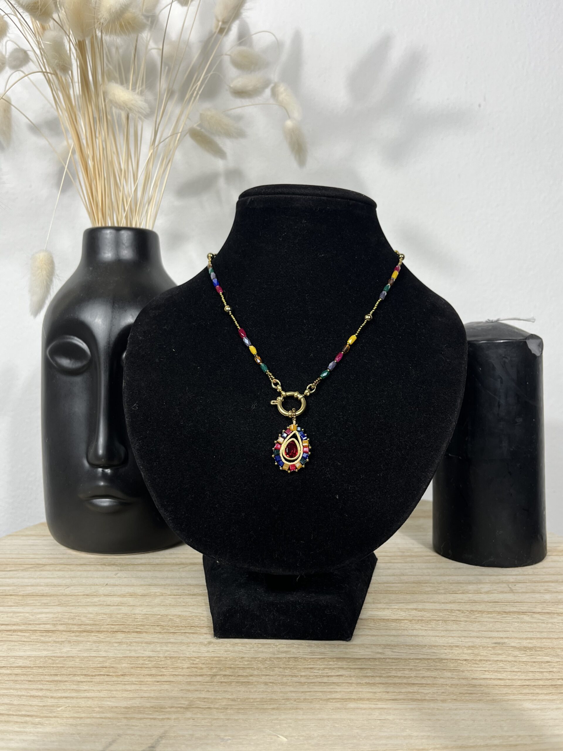 collana perle millefiori e ciondoli collana perle millefiori e ciondoli
