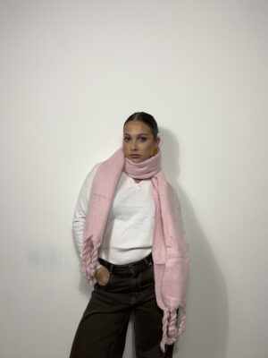 sciarpa frange rosa